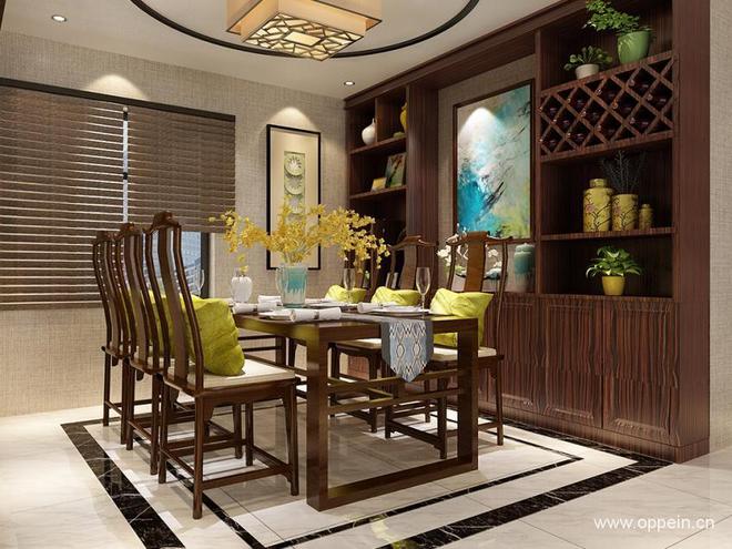 家装中式餐厅餐桌椅搭配案例 新中式餐桌椅图片大全
